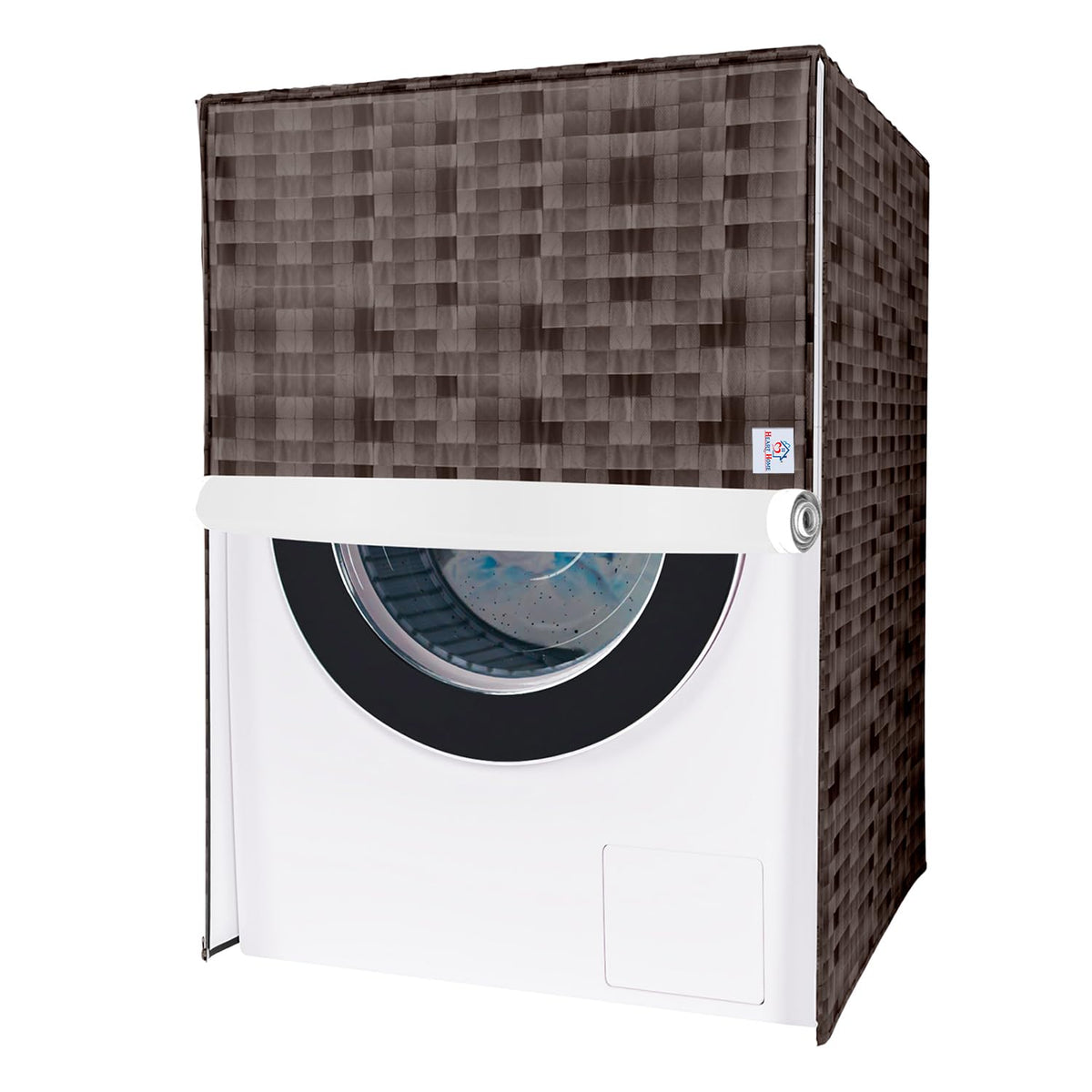 Heart Home Washing Machine Cover | Shelf Check Washing Machine Cover | Soft PVC | Front Load Washing Machine Cover | Brown