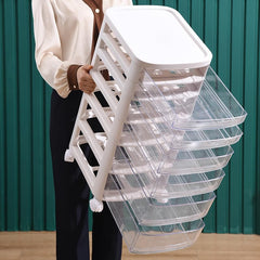 Kuber Industries 4 Layer Cosmetic Cabinet with Trolley|4-Tier Rolling Cart Storage Organizer|Shelf Stand With Drawer|White