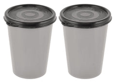 Kuber Industries Plastic Glass/Tumbler with Lid, 300ml- Set of 2 (Grey)-HS43KUBMART25665