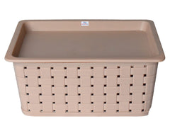 Heart Home BPA Free Attractive Design Multipurpose Small Trendy Storage Basket With Lid|Material-Plastic|Color-Light Brown|Pack of 2