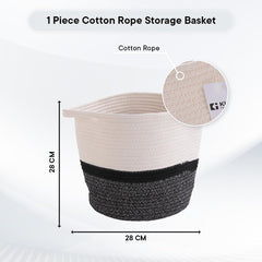 Kuber Industries Cotton Woven Storage Basket With Handle|Shelf Basket Hamper|Organizer for Toys, Socks, Cosmetic|Capacity 8.6 L|Multicolor|
