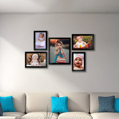 Kuber Industries Collage Photo Frame For Living Room, Wall Set of 5 (Black) Size: 8x10-1 Pc, 6x8-2 Pc, 5x7-2 Pc.