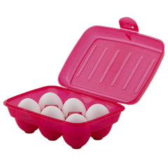 Heart Home Plastic 6 Slot Egg Container,Tray, Holder for Refrigerator & Kitchen- Pack of 2 (Pink)-46HH0386
