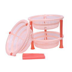 Kuber Industries Plastic 2 Pieces 3 Layer Multi-Purpose Kitchen Storage Basket Rack (Beige)-Ctktc25197