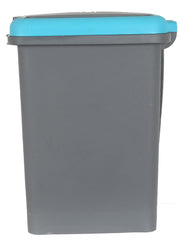 Kuber Industries Portable 6.5 Ltr Plastic Push And Pedal Dustbin With Lid Garbage Bins for Home Office,Set of 2 (Grey & Blue)