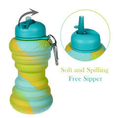 Heart Home Water Bottle | Silicone School Water Bottle | Expandable Water Bottle | Flip Cap Water Bottle | Gym Water Bottle | Sports Water Bottle | 600 ML | Pack of 2 | Green