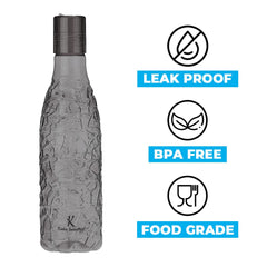 Kuber Industries BPA-Free Plastic Water Bottle | Leak Proof, Firm Grip, 100% Food Grade Plastic Bottles | Unbreakable, Freezer Proof, Fridge Water Bottle | Pack of 4 - Black