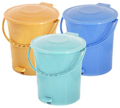 Kuber Industries 3 Pieces Plastic Dustbin Garbage Bin with Handle, 10 Liters (Yellow, Blue & Light Green) - CTKTC034678