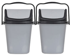 Heart Home Plastic Dustbin, Trashbin, Wastebin For Kitchen, Bathroom, Office Use With Swing Lid With Handle, 7 Liter- Pack of 2 (Grey)-47HH0836