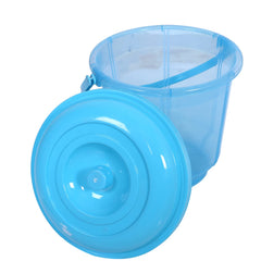 Kuber Industries Colorful Homeware Bucket| Plastic Bucket|Transparent Bucket with Lid & Handle for Bathroom,Home Use,13 Litre (Sky Blue)
