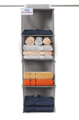Heart Home Foldable and Universal Fit 4 Shelf Closet Hanging Fabric Storage Organizer (Grey)-HHEART15319