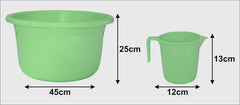 Kuber Industries 2 Pieces Plastic Bathroom Tub & Mug Set (Green)