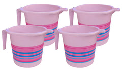 Heart Home Multiuses Plastic Bathroom Mug For Home, Kitchen Use, 1 Litre- Pack of 4 (Pink)
