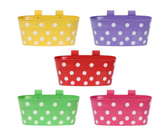 Kuber Industries Dotted Oval Shape Planter|Premium Metal Flower Pot|Decorative Modern Desk Pot for Garden & Home Décor,Pack of 5 (Multicolor)
