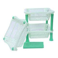 Kuber industries Plastic 2 Pieces 3 Layer Multi-Purpose Kitchen Storage Basket Rack (Green)-CTKTC25237