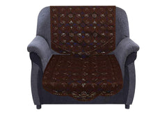 Kuber Industries Circle Design Cotton 5 Seater Sofa Cover, 70" x 29", Set of 6, Brown