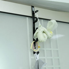 Kuber Industries 5-Level Cloth Hanger|Multipurpose Cloth & Towel Holder|Iron Spray Material|Easy Installation|Interchangeable Over The Door Towel Holder|ZT-3115|Pack of 6|Black