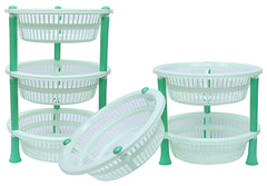 Kuber Industries Plastic 2 Pieces 3 Layer Multi-Purpose Kitchen Storage Basket Rack (Green)-Ctktc25185