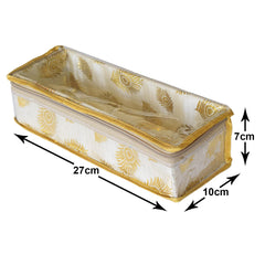 Kuber Industries Multipurpose Weave Design Laminated 1 Rod Bangle Box/Organizer/Case With Tranasparent Top (Gold)-47KM0385