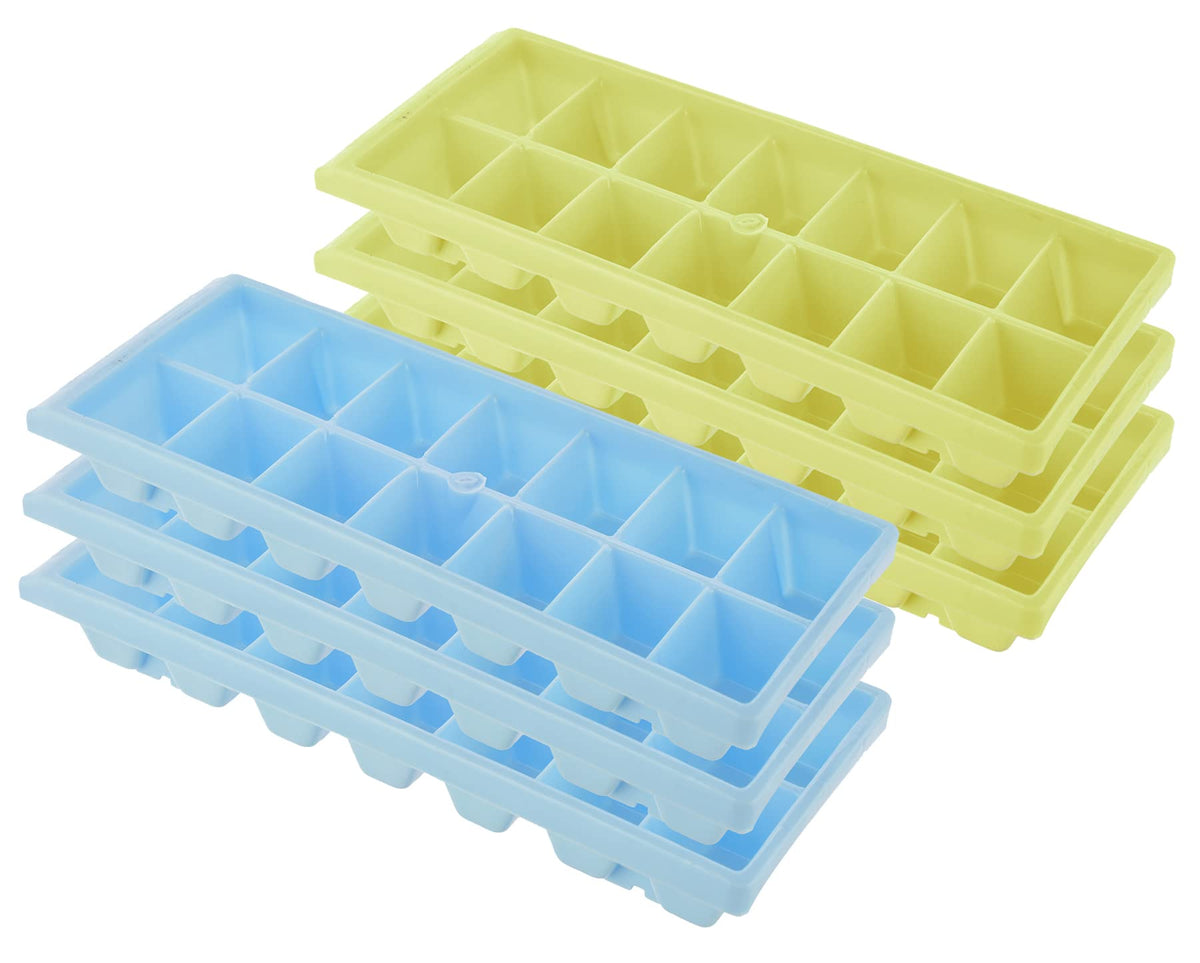 Heart Home BPA Free Easy Release Ice Cube Tray/Bin/Box Set with 14 Section- Pack of 6 (Green & Blue)-HS43HEARTH25788