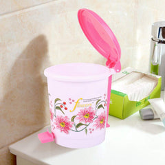 Kuber Industries Floral Design 2 Pieces Plastic Dustbin, 2.5 litres