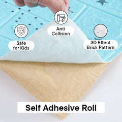 Kuber Industries Foam Brick Pattern 3D Wallpaper for Walls | Soft PE Foam| Easy to Peel, Stick & Remove DIY Wallpaper | Suitable on All Walls | Pack of 2 Sheets,70 cm X 77 cm