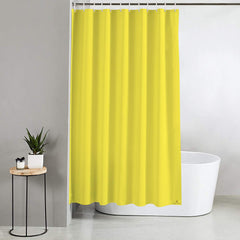 Kuber Industries 2 Pieces PEVA Shower Curtain Liner, Heavy Duty Plastic Shower Curtain with Hooks for Bathroom, Bathtub, 70" x 80", Yellow-KUBMART11534