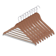 Kuber Industries Lightweight Attractive Wood Hangers for Shirt,Pants,Suit with Side Notches & Hooks Pack of 9 (Brown)