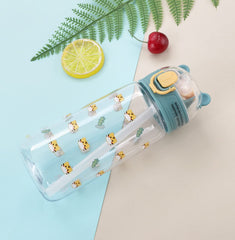 Heart Home Sipper Bottle with Straw for Kids | Teddy Tumbler Sipper Cup I Cute Water Bottle with Lid (Transparent)