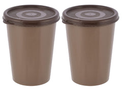 Heart Home Plastic Glass/Tumbler with Lid, 300ml- Set of 2 (Brown)-HS43HEARTH25659