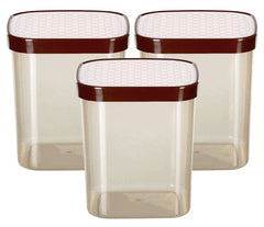Kuber Industries Check Deisgn Lid Food Grade BPA Free Plastic Kitchen Container Set,1500ml, Set of 6 (White & Grey)