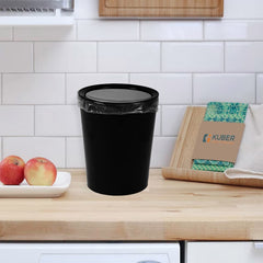 Heart Home Swinging Lid Dustbin|Plastic Garbage Waste Bin|Trash Can for Living Room|Kitchen|Office|6 Litre|Pack of 2 (Black)