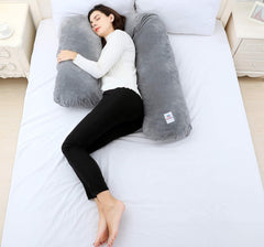 Heart Home Cotton Ultra Soft Hollow Fibre L Shaped Maternity Pillow, Pregnancy Pillow, Body Pillow with Zippered Cover (Grey)-HEART11432, Standard