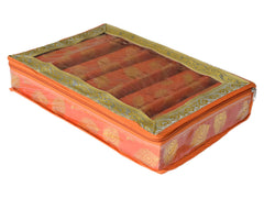 Heart Home Multipurpose Feather Design Laminated 5 Rod Bangle Box/Organizer/Case With Tranasparent Top (Orange)-47HH0161
