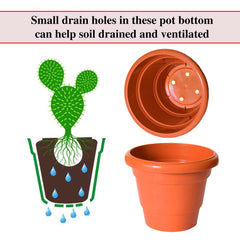 Kuber Industries Solid 2 Layered Plastic Flower Pot|Gamla for Home Decor,Nursery,Balcony,Garden,8"x 6",Pack of 3 (Blue & Orange & Green)