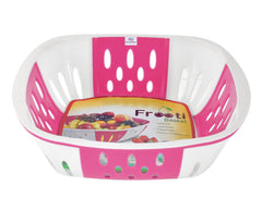 Heart Home Large Plastic Fruit, vegetable Storage Basket- Pack of 2 (Pink)-HS42KUBMART25359