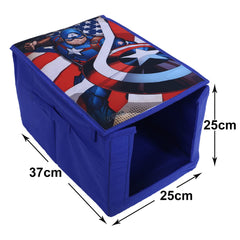 Heart Home Marvel Captain America Shirt Stacker|Foldable Shirt Stacker for Cloth|Non-Woven Wardrobe Organizer for Home With Lid|Pack of 2 (Blue)