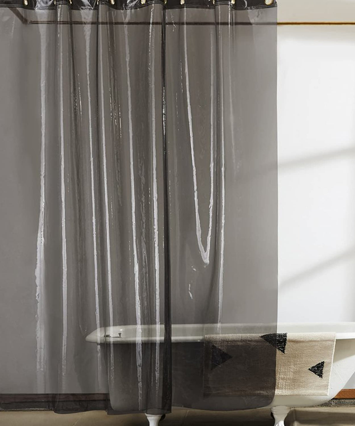 Kuber Industries Stain Resistant No Odour Clear Waterproof PVC Curtain HS_38_KUBMART21467, 0.30mm, 7ft (Black Transparent)