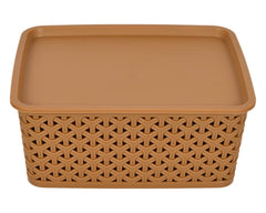 Heart Home Multipurposes Large M 20 Plastic Basket, Organizer For Kitchen, Countertops, Cabinets, Bathrooms Without Lid- Pack of 3 (Brown & Grey & Brown) -46HH0106