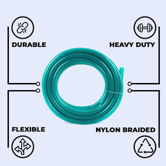 Kuber Industries Basic PVC with Nylon Braided Water Pipe 10 Meter|Multi-Utility Water Pipe for Garden, Car Cleaning & Pet Cleaning|Heavy Duty & Leak Proof Hose Pipe |Green |