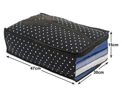 Heart Home Dot Print Cotton Shirt Cover/Clothing Organizer/Wardrobe Organizer For Home, Traveling (Black) 54HH4180.