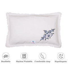 Heart Home Embroidery Pattern Breathable & Soft Cotton Pillow Cover for Sofa, Couch, Bed, Set of 6 (White) 54HH4115.