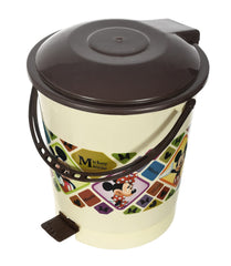 Kuber Industries Multiuses Mickey Mouse Print Plastic Dustbin For Home, Kitchen, Office, Bathroom With Swing Lid 10 Litre Pack of 2 (Cream) 52KM3975