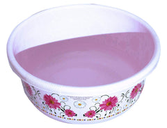 Kuber Industries Floral Print Unbreakable Plastic Multipurpose Bath Tub/Washing Tub 40 LTR (White)-KUBMART3185