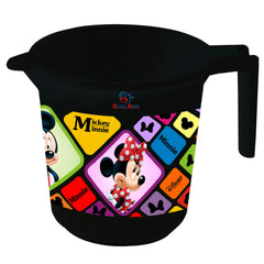 Heart Home Disney Mickey Minnie Print Plastic Bathing Mugs for Bathroom Bath Accessory, 500 ML (Set of 6,Black) -HS_35_HEARTHS17558