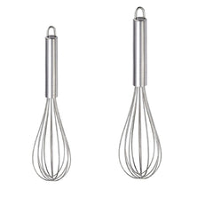 Heart Home 2 Pieces Stainless Steel Hand Blender Mixer Froth Whisker Latte Maker for Milk Coffee Egg Beater Juice, 20 Cm,25 Cm (Silver) - CTHH015114