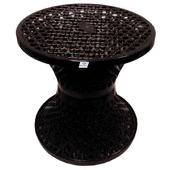 Heart Home Mesh Design Both Sided Plastic Sitting Stool, Planter Stand, Sidetable for Living Room, Bed Room, Garden in Damroo Style- Pack of 2 (Brown)