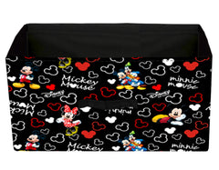 Kuber Industries Disney Mickey Print Non Woven Closet Organizer Box with Handle|Wardrobe Organizer Cube|Easily Collapsible|Size 42 x 29 x 22 CM|Pack of 2 (Black)-KUBMART16027