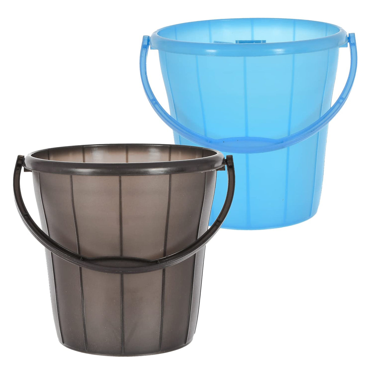 Kuber Industries Plastic Bucket for Home/Kitchen/Office/with Handle & Measuring Scale, 16 Litre Pack of 2 (Blue & Black)-46KM0332, Standard