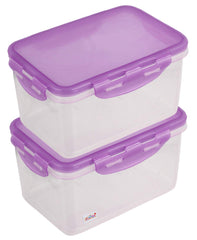 Fun Homes klick N Seal 302 Airtight Food Storage Container Kitchen Container for Storage Plastic Storage Box for Kitchen Airtight Container Storage Jar (1050ml)-Pack of 2 (Purple)-FHUNH15734